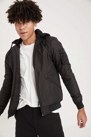 Куртка-бомбер Slim Fit с капюшоном со съемным капюшоном и термоизоляцией Warmtech