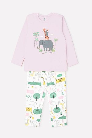Пижама для девочки Crockid К 1566 нежно-розовый + звери африки на сахаре