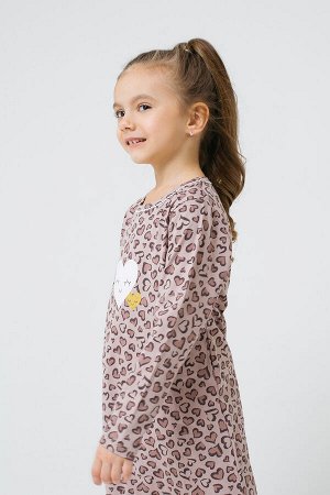 Сорочка для девочки Crockid К 1158 сердечки леопард на бежево-сером