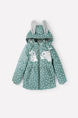 Куртка(Осень-Зима)+girls (серо-зеленый, снежки)