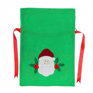 Мешок для подарков «Дед Мороз», на завязках, цвет зелёный