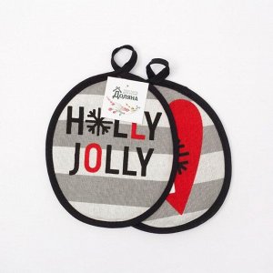 Набор прихваток "Holly Jolly" 17х17см-2шт, 100% хл 160 г/м2, рогожка