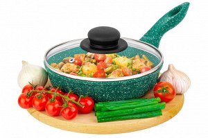 Сковорода глубокая 18 см ГАРМОНИЯ ВКУСА "Изумруд" С КРЫШКОЙ ф18, н/р, 33,5*19*10 см