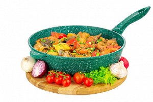 Сковорода глубокая 28 см ГАРМОНИЯ ВКУСА "Изумруд" без крышки, н/р, 50*29*12 см