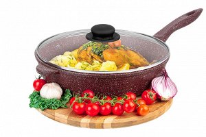 Сковорода глубокая 28 см ГАРМОНИЯ ВКУСА "Рубин" С КРЫШКОЙ ф28, н/р, 50*29*12,5 см