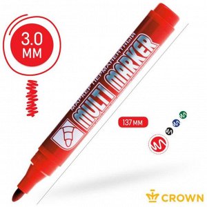 Маркер перманентный 3.0 мм, Crown Multi Marker, красный