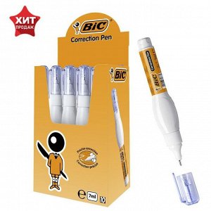 Корректирующая ручка BIC Correction Pen, 7 мл, тонкий металлический наконечник, белая