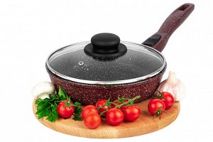 Сковорода глубокая 20 см ГАРМОНИЯ ВКУСА "Рубиновый дуэт" С КРЫШКОЙ ф20, с/р, 41*21*10 см