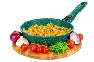 Сковорода глубокая 22 см ГАРМОНИЯ ВКУСА "Изумруд" без крышки, с/р, 43*23*9 см