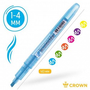 Набор маркеров текстовыделителей 6 цветов, 4.0 мм, Crown