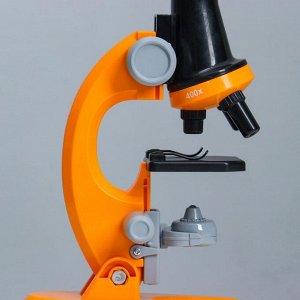 Микроскоп "Юный ботаник" кратность до х1200, оранжевый, подсветка
