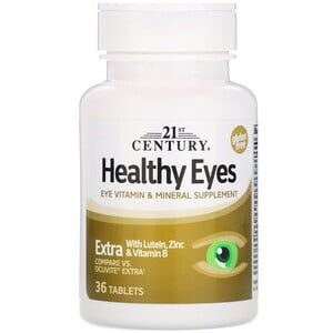 21st Century, для здоровья глаз, с лютеином, цинком и витамином B, 36 таблеток