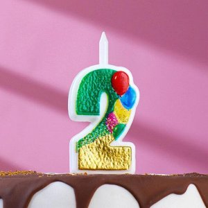 Свеча в торт "Воздушные шарики", цифра "2", 12 см