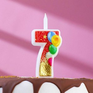 Свеча в торт "Воздушные шарики", цифра "7", 12 см