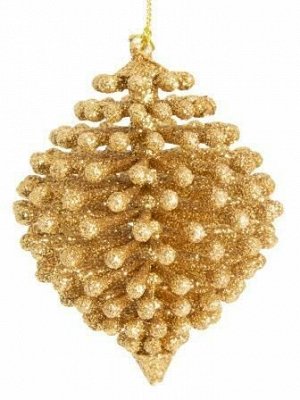 Новогоднее подвесное украшение Шишка в золоте, 10,5x7,5x7