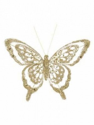 Новогоднее ёлочное украшение Бабочка в золоте, 18,5x14x1