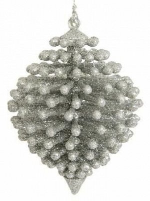 Новогоднее подвесное украшение Шишка в серебре, 10,5x7,5x7