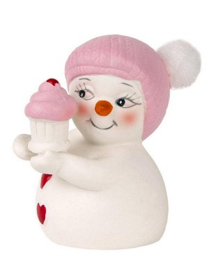 Новогодняя фигурка снеговика Девочка с кексиком 8 8