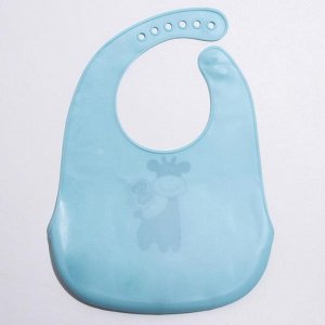 Нагрудник детский силиконовый «Жираф», цвет голубой