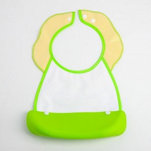 Нагрудник детский непромокаемый, с карманом «Цветочек», цвет зелёный
