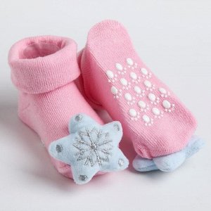 Подарочный набор: носочки - погремушки на ножки и повязка на голову «Снежная принцесса»