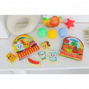 Набор для игры в ванной, книжка - игрушка + игрушки EVA «Весёлые продукты», 6 предметов