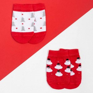 Набор новогодних носоков Крошка Я "Снеговик", 2 пары, 6-8 см