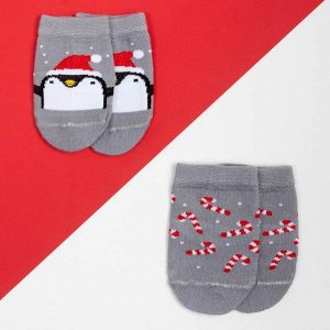 Набор новогодних носков Крошка Я "Пингвин", 2 пары, 6-8 см