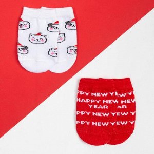 Набор новогодних носков Крошка Я "Киса", 2 пары, 6-8 см