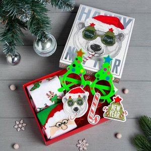 Подарочный набор KAFTAN «Новый год: Merry Bright» носки р, 36-39 (23-25 см), очки