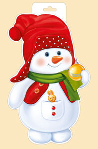 Плакат фигурный "Снеговик с шариком"