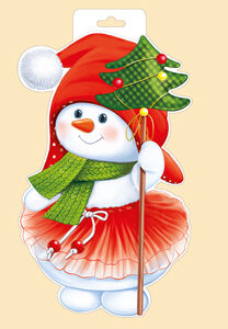 Плакат фигурный "Снеговик с ёлочкой"