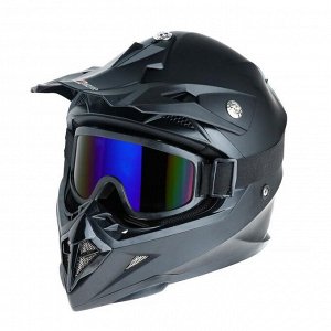 Очки-маска для езды на мототехнике, стекло синее, цвет черный