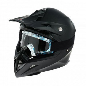 Очки-маска для езды на мототехнике, стекло прозрачное, цвет белый-синий-черный, ОМ-23