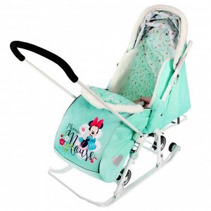 Санки коляска «Disney-baby 2. Минни Маус», цвет мятный