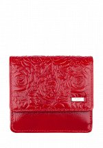 Кошелек ВАЛЛИ RED кожа наплак малиновый тиснение розы