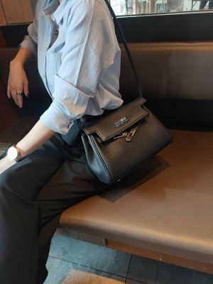 Кожаная женская сумка-портфель, цвет черный