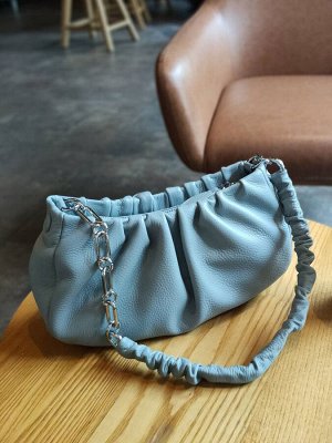 Женская сумка-седло из натуральной кожи, цвет голубой