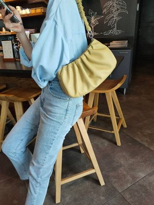 Женская сумка-седло из натуральной кожи, цвет горчичный