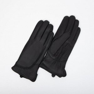Перчатки женские, размер 8.5, подклад флис, цвет чёрный 7357134