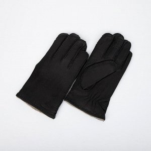 Перчатки мужские, размер 10, подклад шерсть, цвет чёрный 7357169