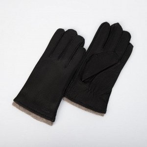 Перчатки мужские, размер 10.5, подклад шерсть, цвет чёрный 7357170