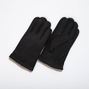 Перчатки мужские, размер 11, подклад шерсть, цвет чёрный 7357171