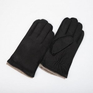 Перчатки мужские, размер 12, подклад шерсть, цвет чёрный 7357173