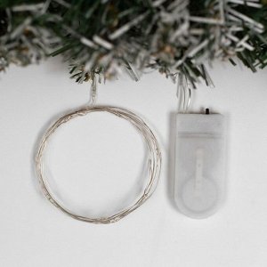 Luazon Lighting Гирлянда «Нить» 1 м роса, IP20, серебристая нить, 10 LED, свечение фиолетовое, CR2032х2