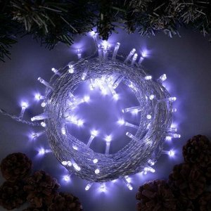 Luazon Lighting Гирлянда &quot;Нить&quot; 10 м , IP44, УМС, прозрачная нить, 100 LED, свечение белое, 8 режимов, 24 В