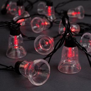 Гирлянда "Нить" улично-комнатная с насадками "Колокол", 5м, LED(IP44)-40-220V, 8 режимов, нить тёмная, свечение красное