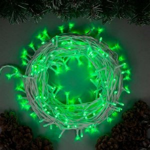 Гирлянда "Нить" 20 м , IP44, белая нить, 200 LED, свечение зелёное, 8 режимов, 220 В