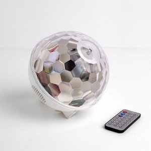 Световой прибор "Хрустальный шар", Е27, LED-6-220V, 2 динамика, Bluetooth, БЕЛЫЙ