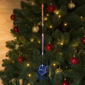 Игрушка светящаяся подвесная "Дед Мороз" на 2 трубках (батарейки в комплекте) 7х8 см